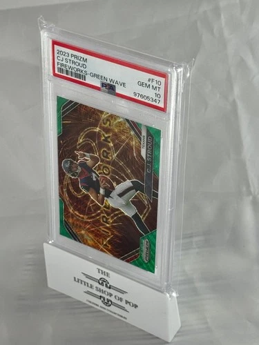 C.J. Stroud 2023 Panini Prizm FIREWORKS-GREEN WAVE RC #F10 PSA 10 Texans