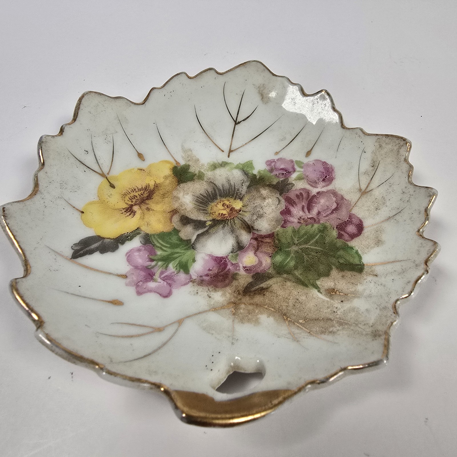 Vintage Leaf Shaped Trinket Dish Made In Japan