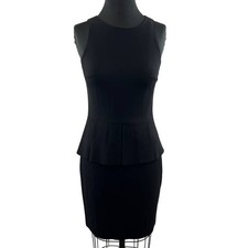 THEORY Fefe Dress Sleeveless Peplum Wool Blend Black Size US 4 D0501608