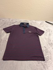 G/FORE Polo Shirt Mens Medium Blue Red Stripe Golf Performance Skull Logo