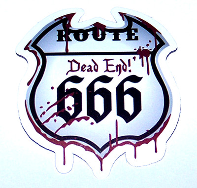 ROUTE 666 Dead End! Logo Cut Sticker Decal Band Music Rock Metal Route 666