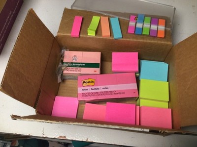 Box Lot of Post- it Notes NEW & Opened 43+ Packages 1.5x 2  School Supplies