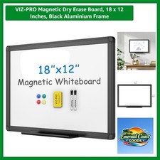 Magnetic Dry Erase Board, 18 x 12 Inches, Black Aluminium Frame