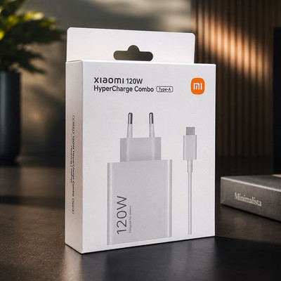 Xiaomi 120W HyperCharge Type-A Netzladeadapter USB-A auf USB-C Kabel Weiß