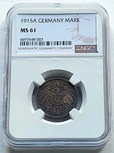 1915 A Germany  1 Mark,  NGC MS 61 , nice silver coin           #2091 , # 69-16