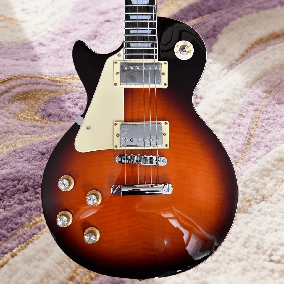 Guitarra Eléctrica Estándar Les Paul para Zurdos Anillo Negro Marrón Blanco Golpeador Foto 4 de 4