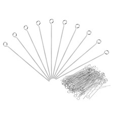 200 x Eye Pins Jewelry Findings 22 Gauge 60mm Stainless Steel Eye Pins 3.3mm