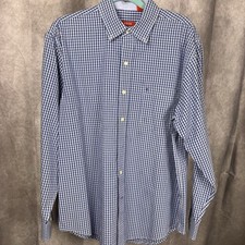 Izod Shirt Men  s Gingham Check Large Blue 100 Cotton - excellent condition