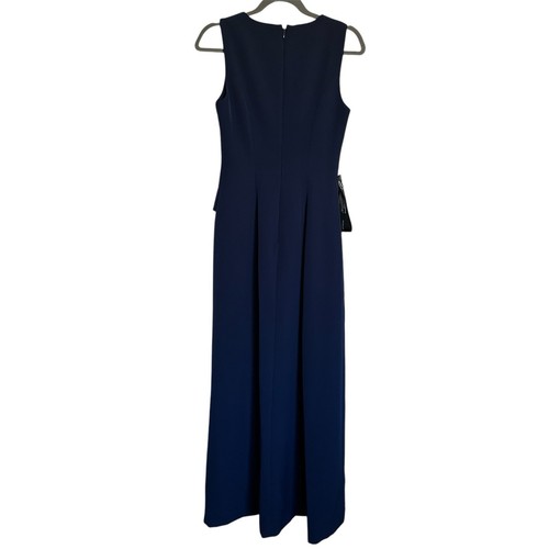 NWT Kay Unger Dress Jumpsuit Midnight Davina Crepe Walk Thru Sleeveless Stretch - Picture 2 of 13