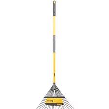 53 In. Fiberglass Handle 24-Tine Steel Leaf Rake