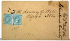 1862 CONFEDERATE CIVIL WAR COVER WITH PAIR OF 5 CENT CONFEDERATE STAMPS CSA #6