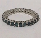 VINTAGE Eternity band•.925 Silver •Blue Stone•2.6MM Thick•Size 8•2.9 GRAM-LOVELY