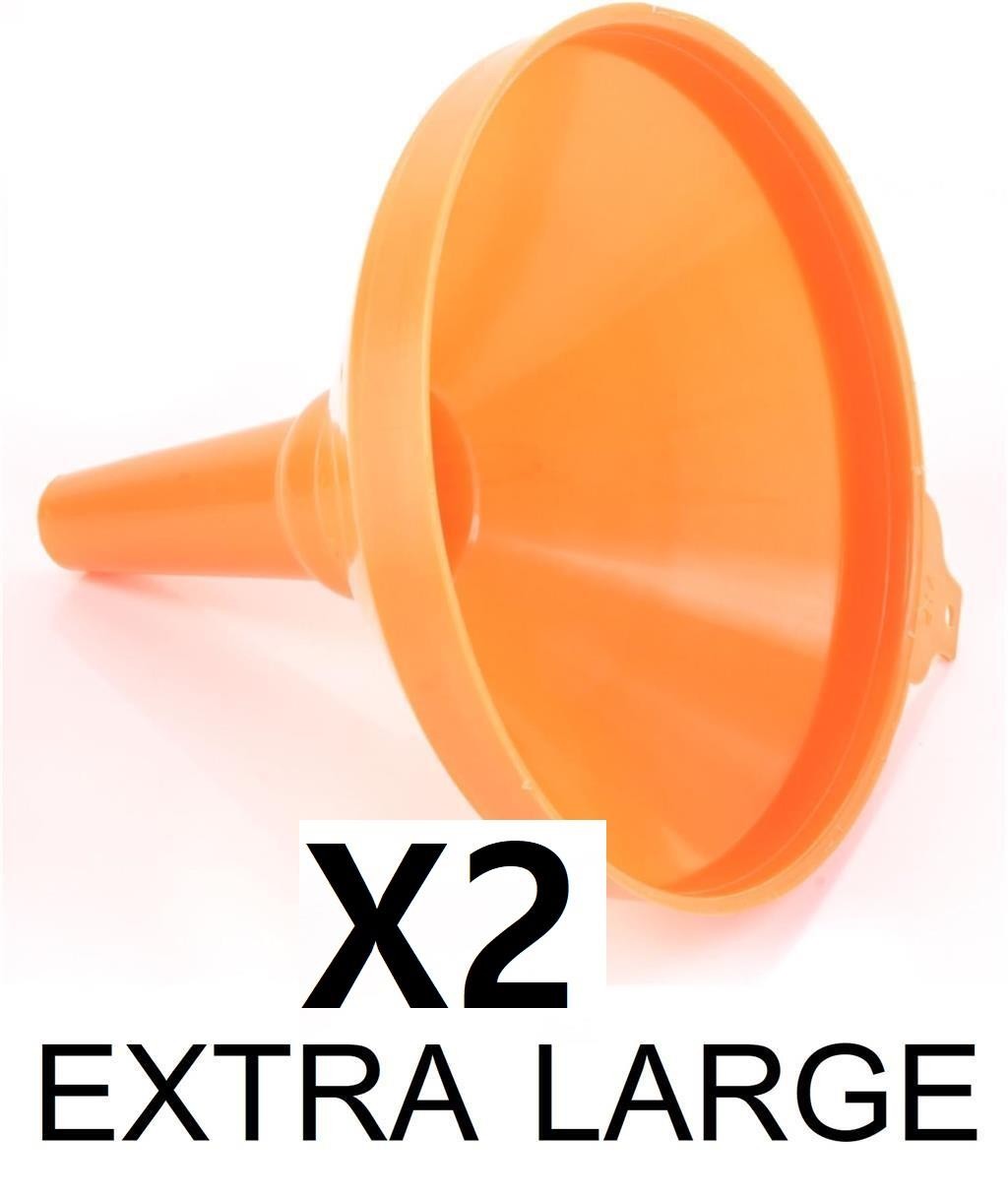 2 Very Large 200mm 9"" Funnel Oil Fuel Petrol Diesel Fill Cars Vans Decant Liquid