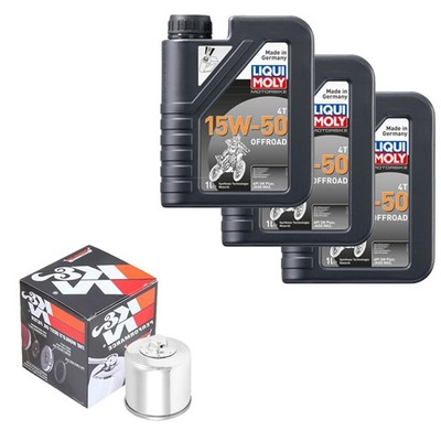 K&N Ölfilter Set LM 15W-50 Off. 3L für Yamaha YFM 350 FWA FGD Grizzly 4WD Bj. 13