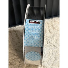 Kirkland Wired Ribbon Reversible Black  Silver Gray 50 Yd x 1.5  
