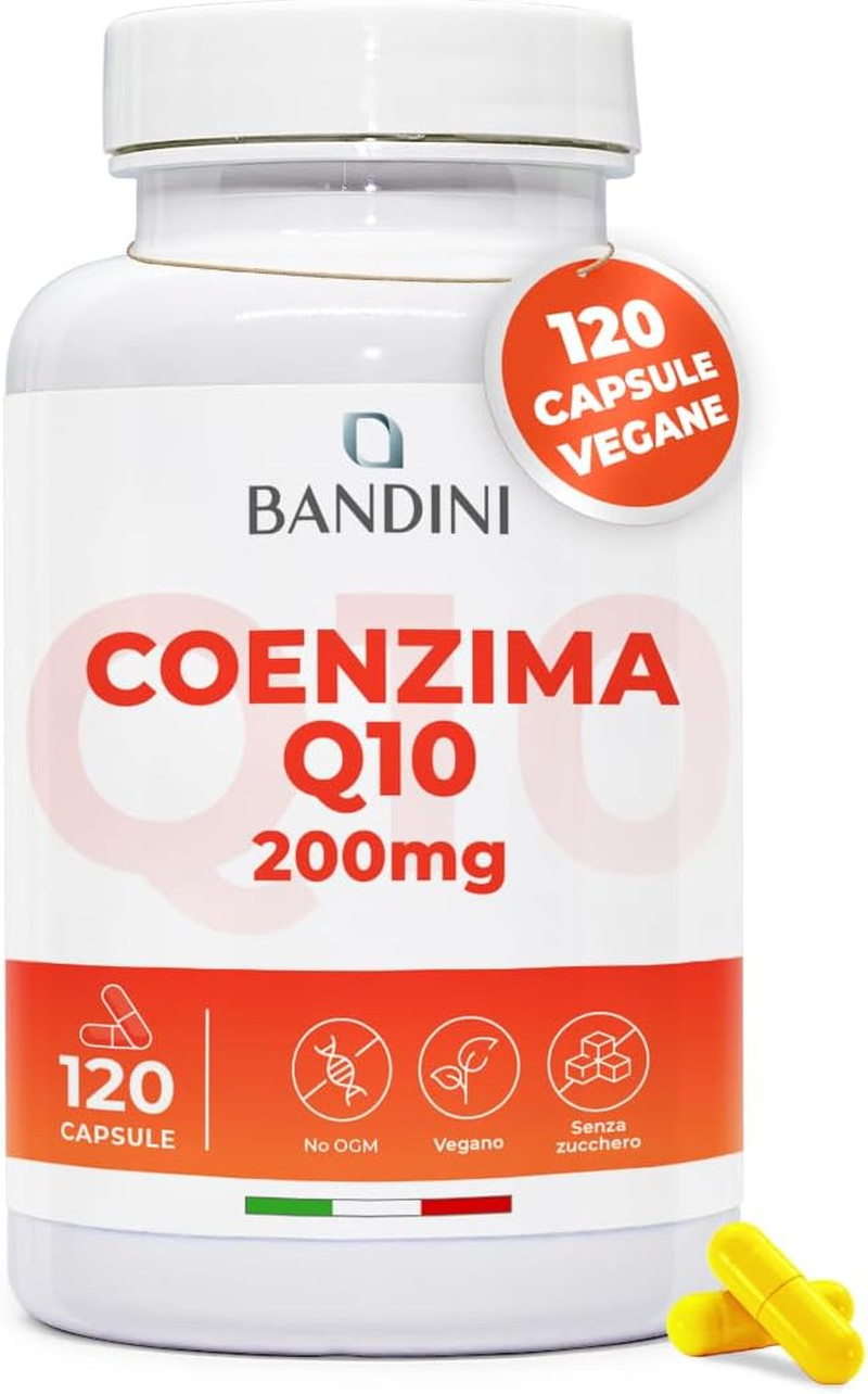 Coenzima Q10 200mg per il Cuore | 120 Capsule Vegan Ubichinone Pure