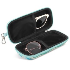 Double Eyeglasses Case Hard Shell Dual Sunglasses Organizer with Lightblue Wave