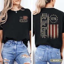 1776 We the People T-Shirt with Patriotic America Flag for Men, Women and Youth