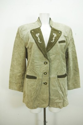Enzo Scapati Lederjacke grau Wildleder mit Stickerei Trachtenjacke Janker Gr.44