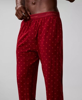 CALVIN KLEIN Pajama Pants Mens Large Maroon Diamond Logo Sleep Comfort PJs