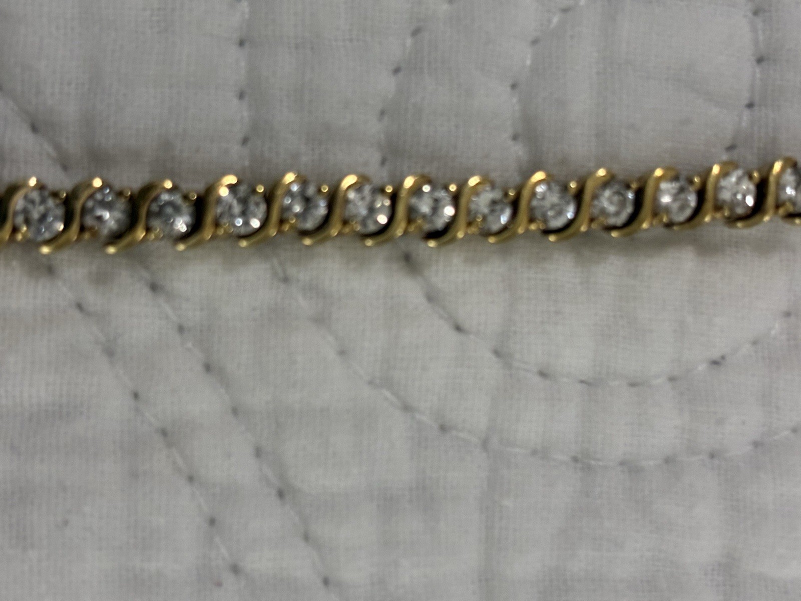 925 Sterling Silver Tennis Bracelet with Cubic Zirconia Gold tone