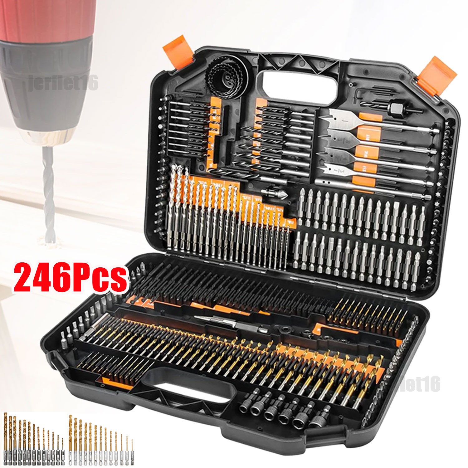 246Pcs HSS Drill Bit Set Screwdriver Bits Storage Case DIY for Wood & Metal UK