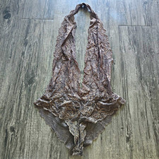 Frederick's of Hollywood Women's Brown Floral Lace Teddy Bodysuit M