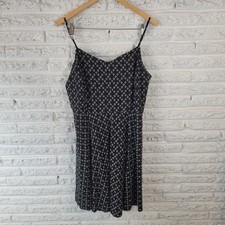 Old Navy Women's XL Tall Black White Geometric Slip Mini Dress Rayon Sleeveless