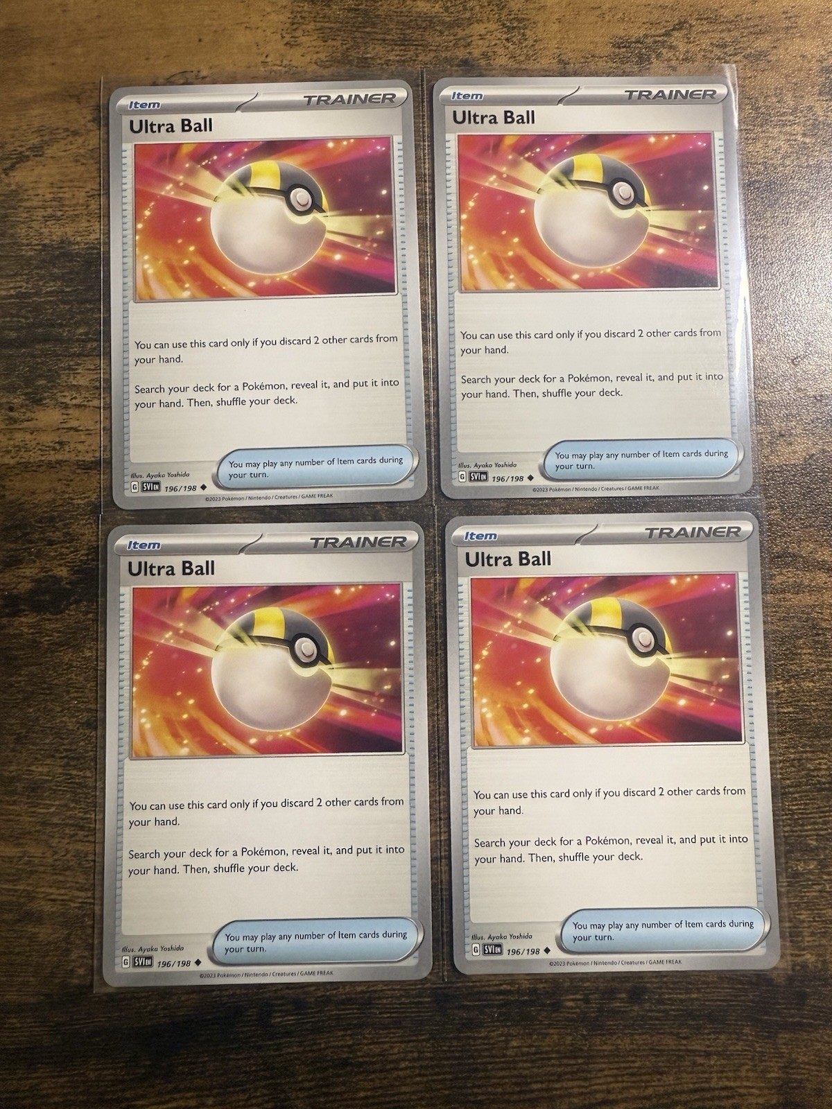 4x Ultra Ball 196/198 Scarlet & Violet Base Pokemon TCG Playset