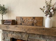Last Name Sign, Personalized Wedding Gift, Custom Wood Sign