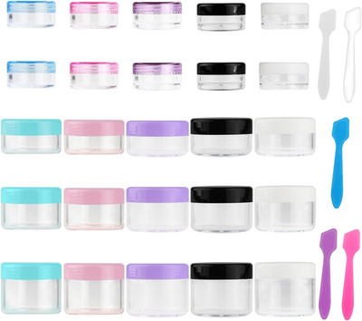 25 Pcs Acrylic Containers with Lids 0.11/0.18/0.35/0.53/0.7 OZ Size Cosmetic Jar