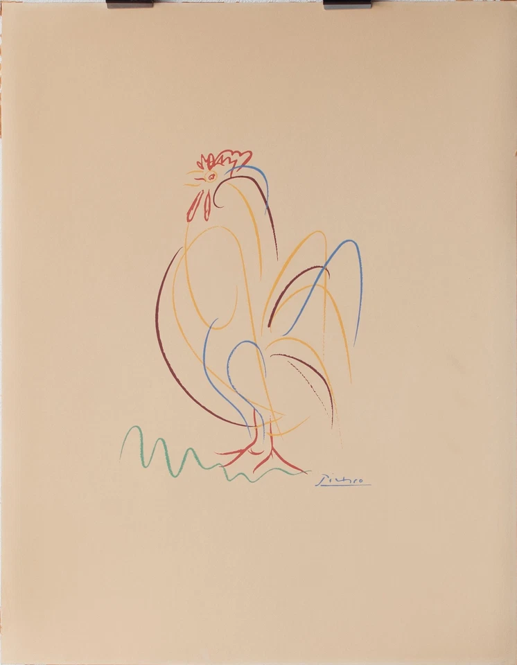 nach Pablo Picasso Le Coq Siebdruck in Farbe Signatur in der Form Serigrafie - Bild 4 von 4