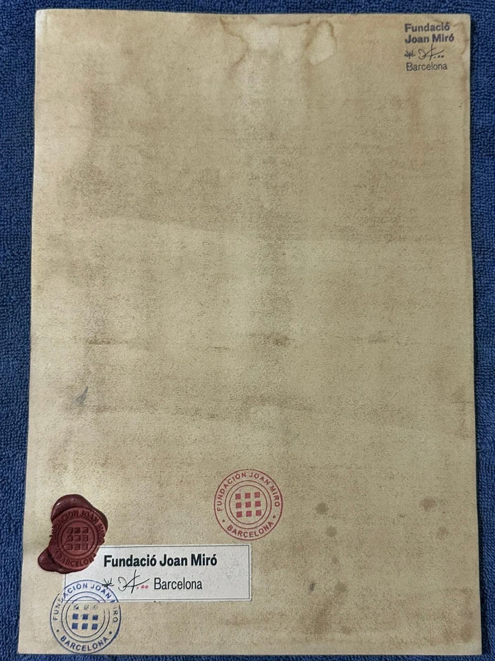 desenho e pintura de joan miro em papel antigo assinado carimbado vintage - Imagem 2 de 3