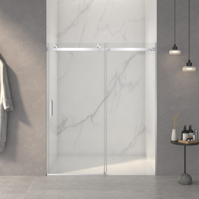 56-60''Wx72''H Frameless Sliding Shower Door,5/16'' Thick SGCC Tempered Clear Glass