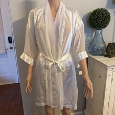Vintage 80s Frederick  s Of Hollywood White S Satin Robe Glam Hollywood Bridal