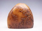 Vintage Stone Carved Mountain Shaped Paperweight Scenery & Figurine #11202504 — photo 1