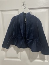 NWT Janie and Jack Navy Blue Velvet Blazer Single Button Size 4 Girls Holiday