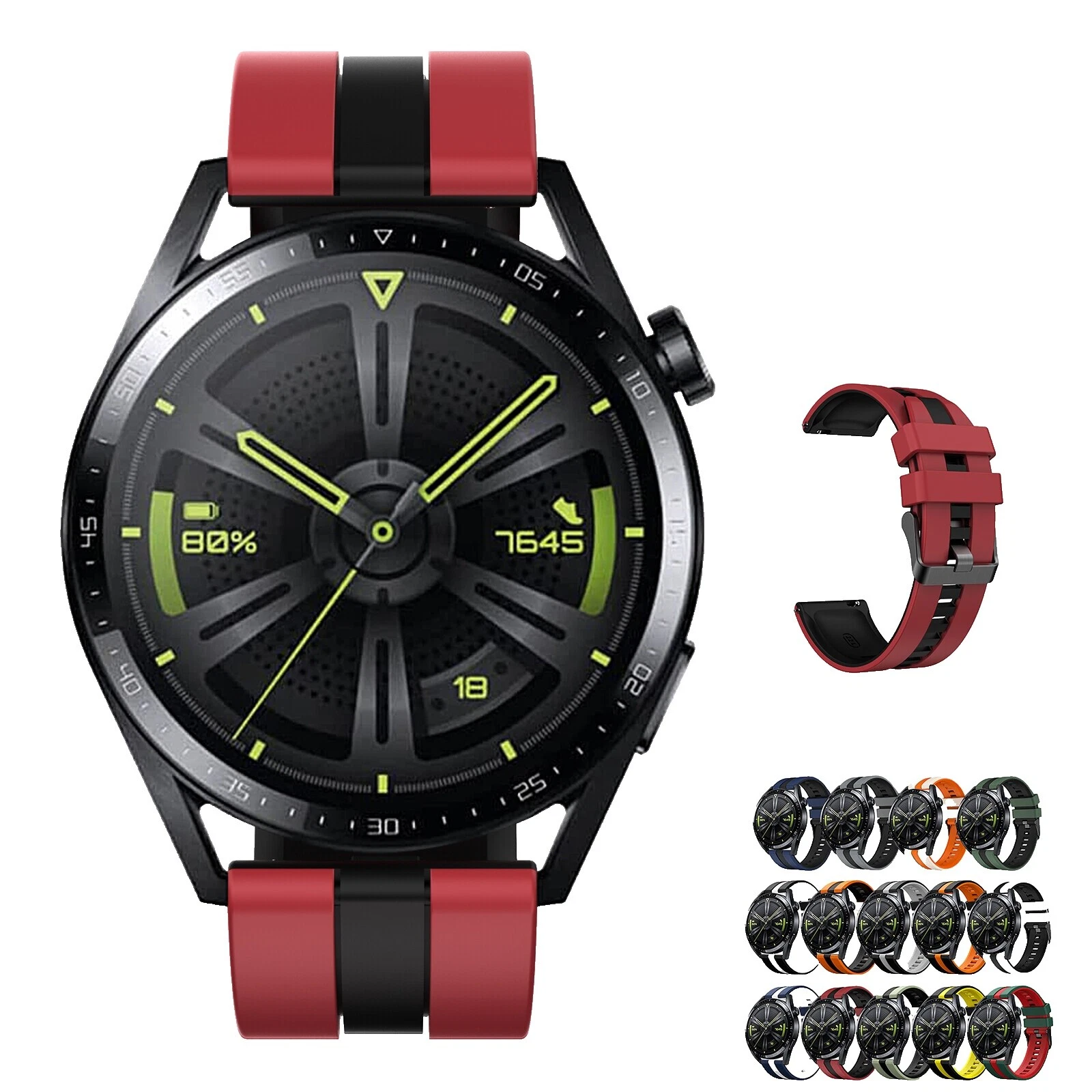 Two-Piece Strap Rubber Wristwatch Bands