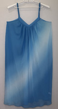 Oscar de la Renta Pink Label Night Gown Size XL Blue Ombre Spaghetti Strap Silky
