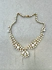 VTG Prong Set Milk Glass Golden Set Festoon Necklace 16” Choker