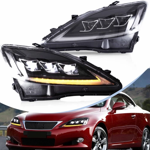 VLAND LED Projector Headlights For 2006-2013 Lexus IS 250 IS 350 ISF w/LED DRL - Picture 1 of 14
