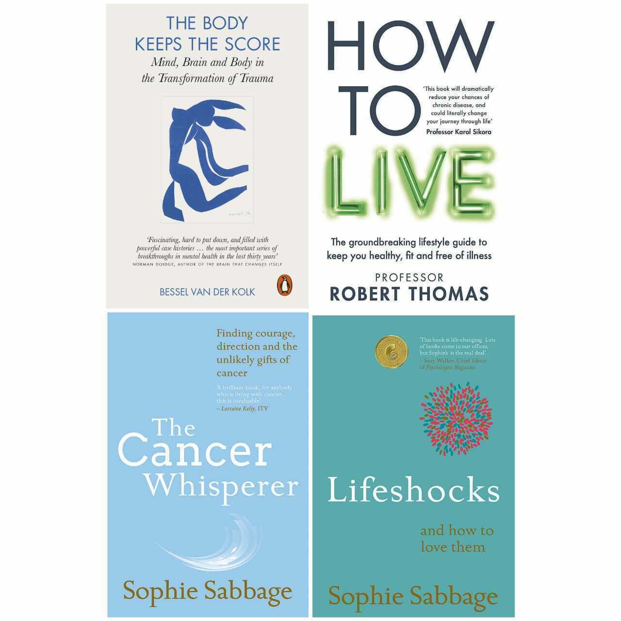 The Body Keeps, How to Live,Cancer Whisperer,Lifeshocks 4 Books Collection Set