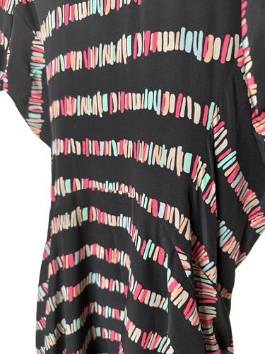See By Chloe Silk Dress Size 4 Black Multicolor Brushstroke Print Ruffled Lining - Picture 8 of 15