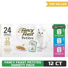 Purina Fancy Feast Gourmet Wet Cat Food Variety Pack, Petites - 12 2.8 oz. Tubs