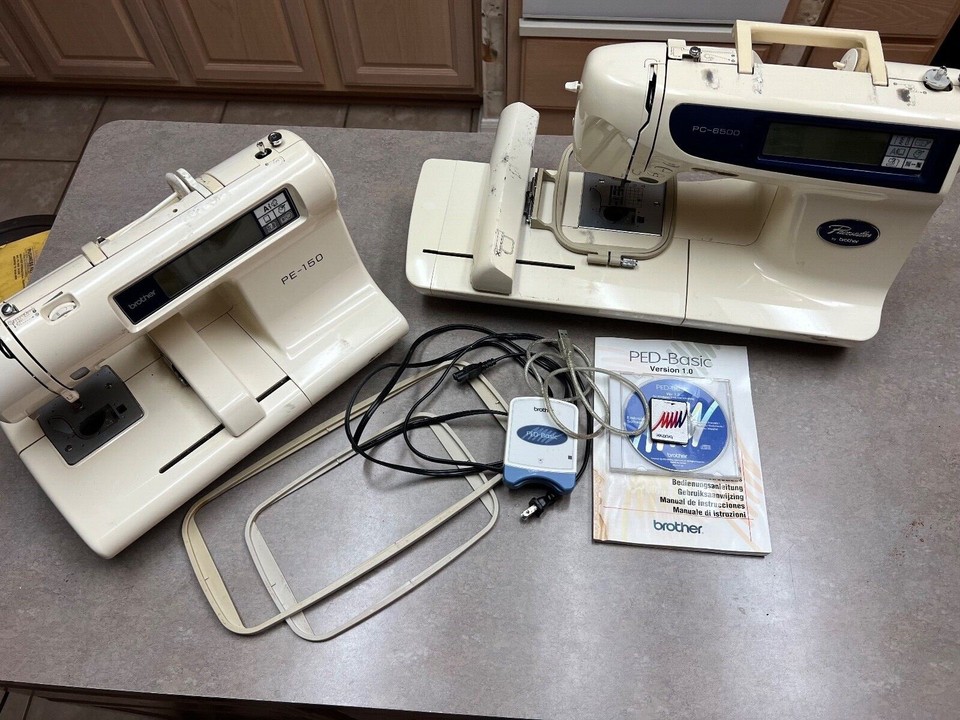 2 Brother embroidery machines PE150 and a PC6500 eBay