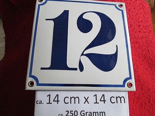 Hausnummer Die Echte 16 Emaille dunkelblaue Zahl /weißem Hintergrund 14cmx14 cm - Picture 5 of 12