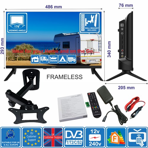eStar 22" TV + Wall Bracket 12V / 240V Full HD TV for MOTORHOME CARAVAN BOAT VAN - Picture 1 of 7
