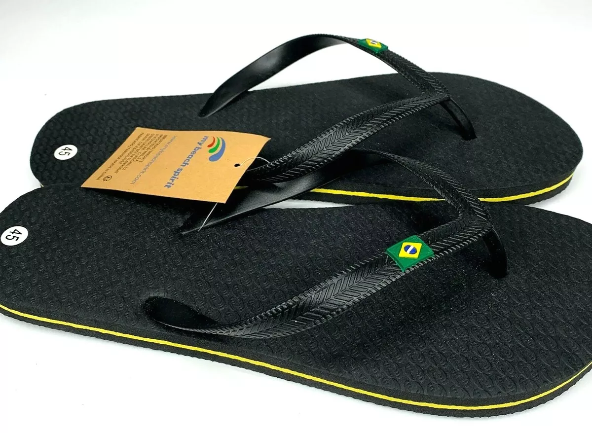 Flip Flops Sandals Beach My Beach Spirit Brasil Black Size 45 New