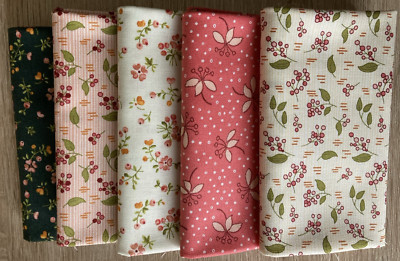 Stoffpaket, fünf verschiedene Fat Quarter, Stoffe von EQP, Pieces of Time,