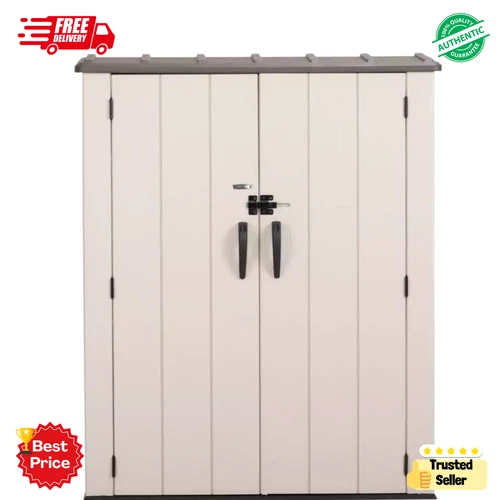 LIFETIME Vertical Garden Storage Shed XL 1500L Outdoor Bin Waterproof - Beige